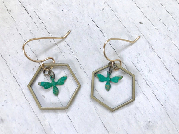 Honey bee verde earrings
