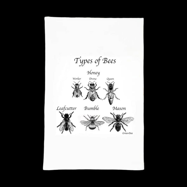 Types of Bees Tea Towel, Bumble, Honey, Mason, Leaf Cutter