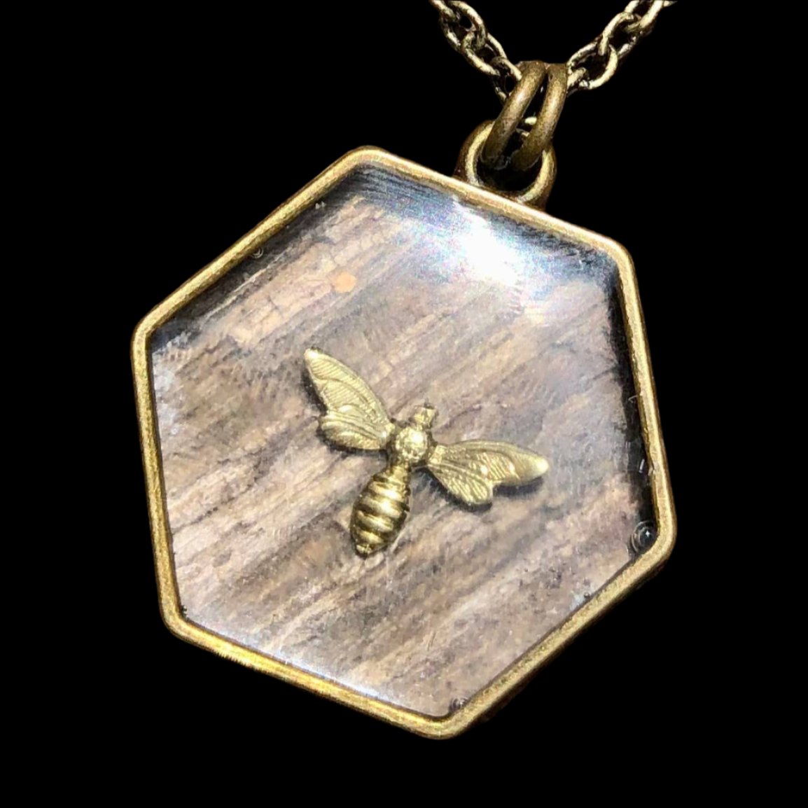 Beautiful handmade resin honey bee necklace