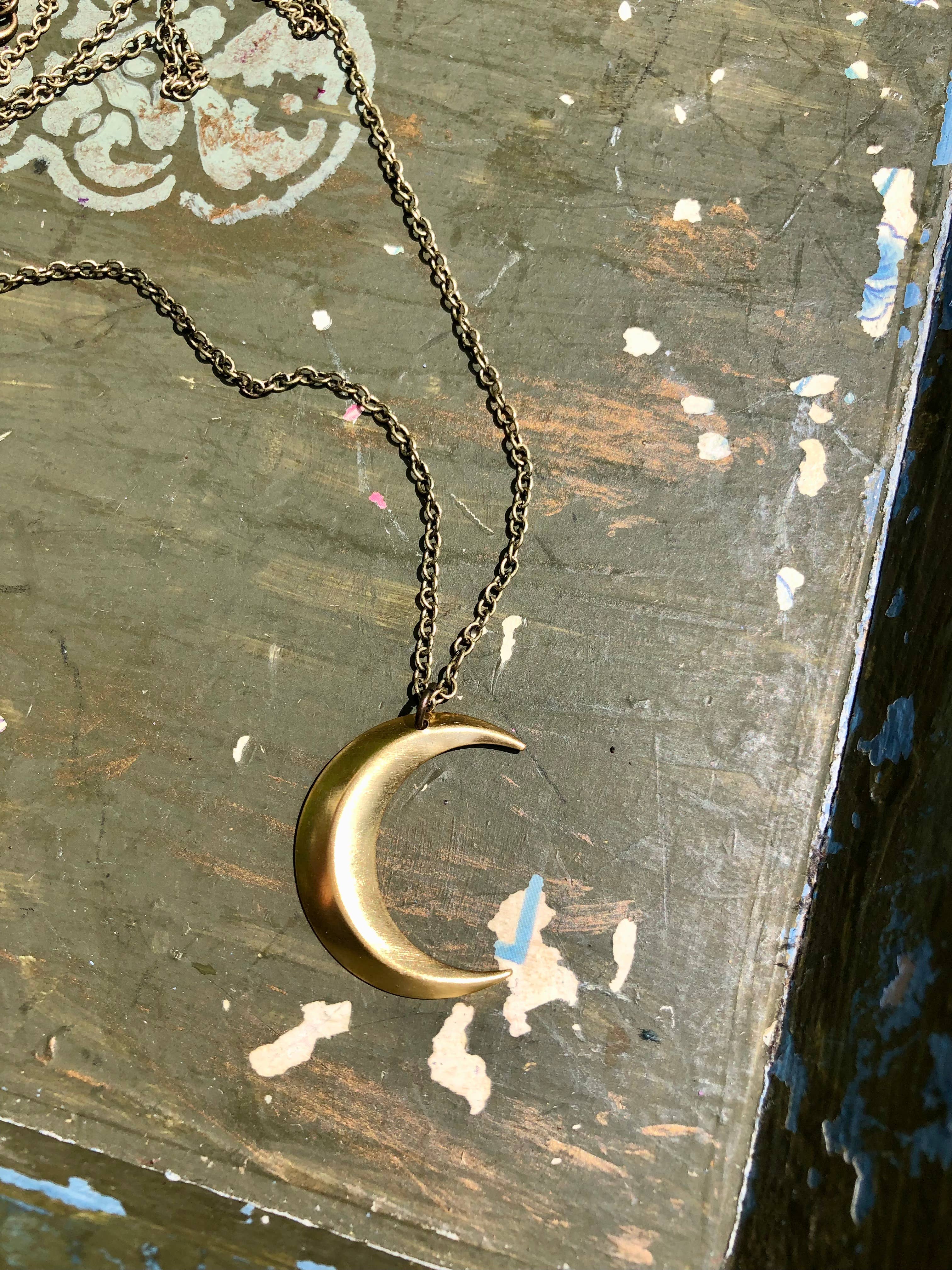 Accessories & Crocks - Beautiful Handmade Brass Crescent Moon Necklace