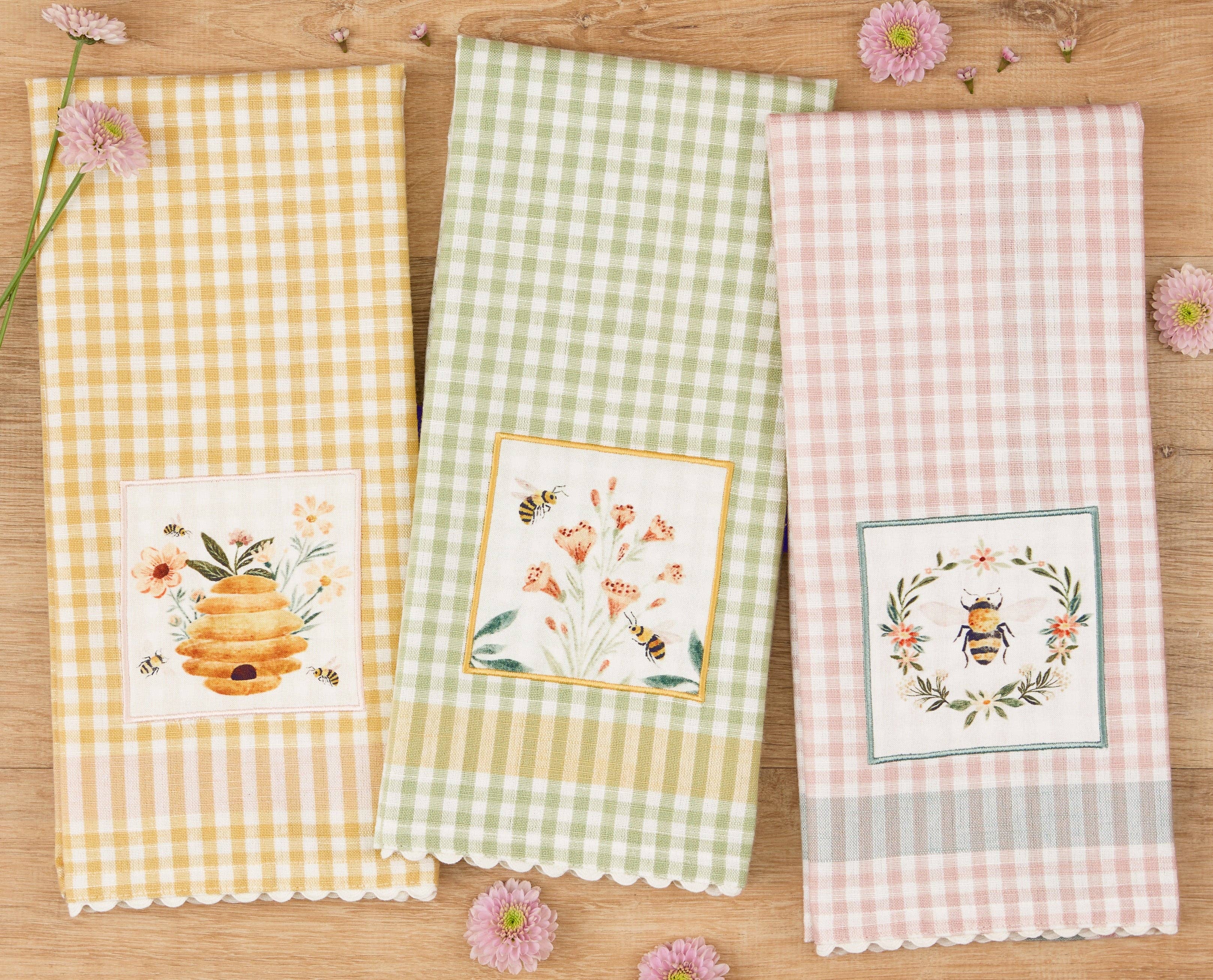 Bee Hive Embellished Dishtowel