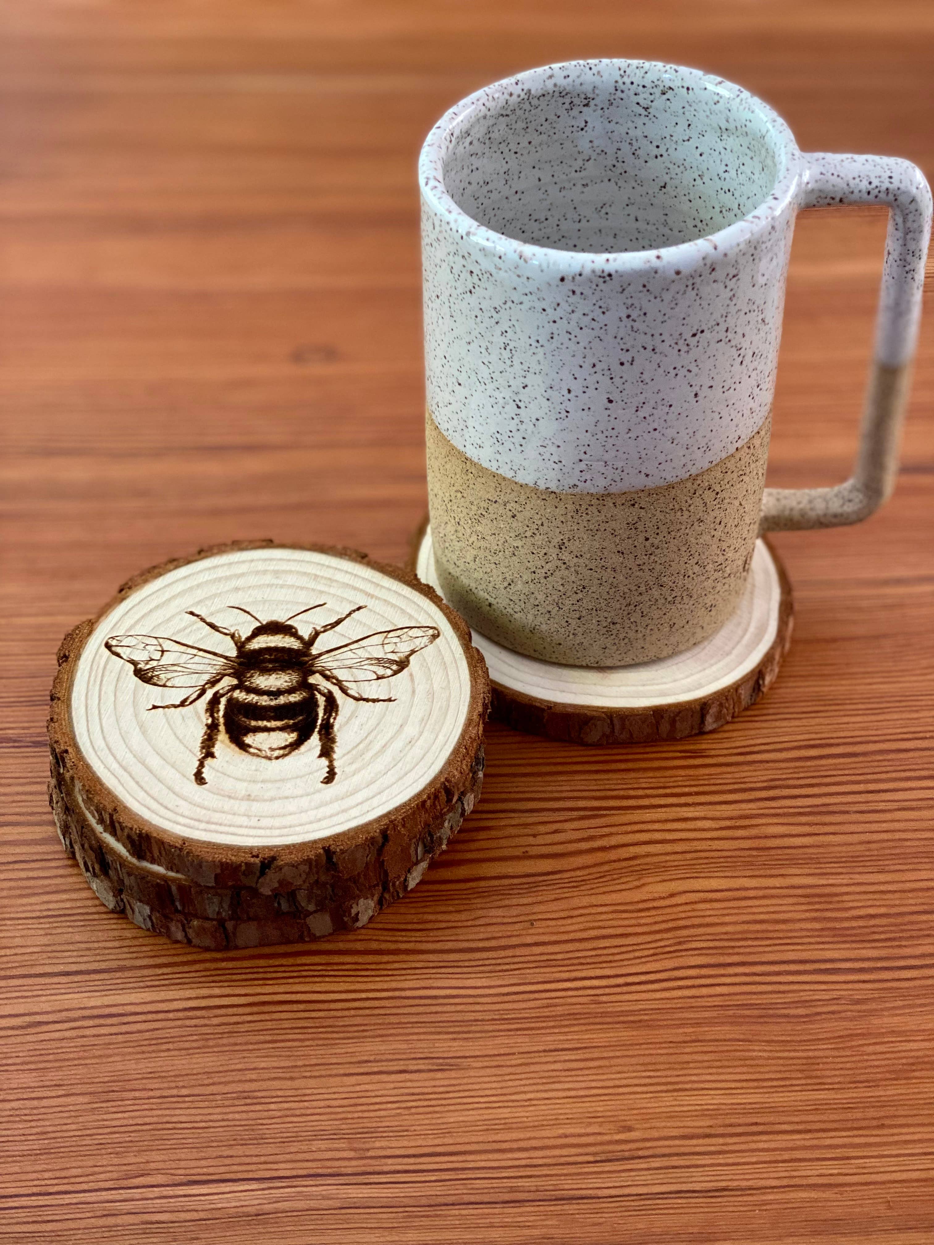 Accessories & Crocks - Engraved Wood Bee Coasters