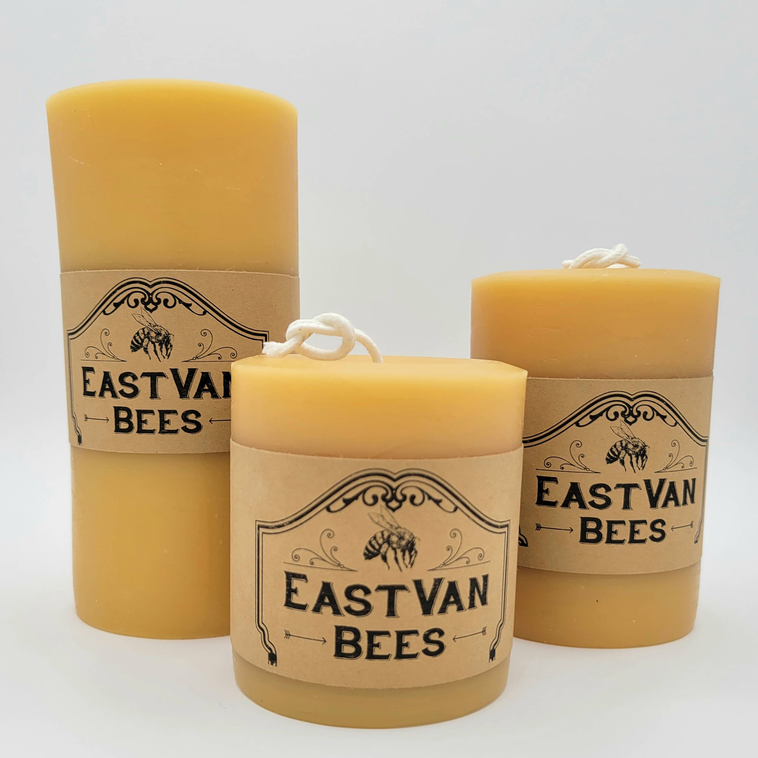 Accessories & Crocks - 3" Wide 100% Beeswax Pillar Candle - Natural Beewax Color