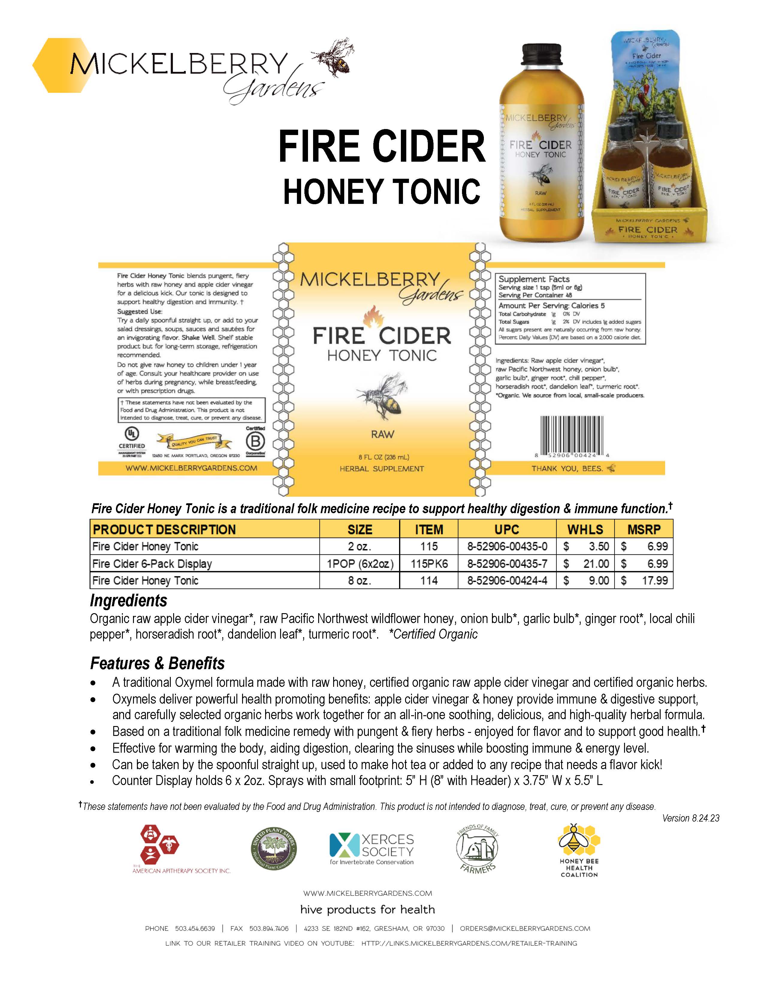 Honey - 2 Oz. Fire Cider Display (Pack Of 6)