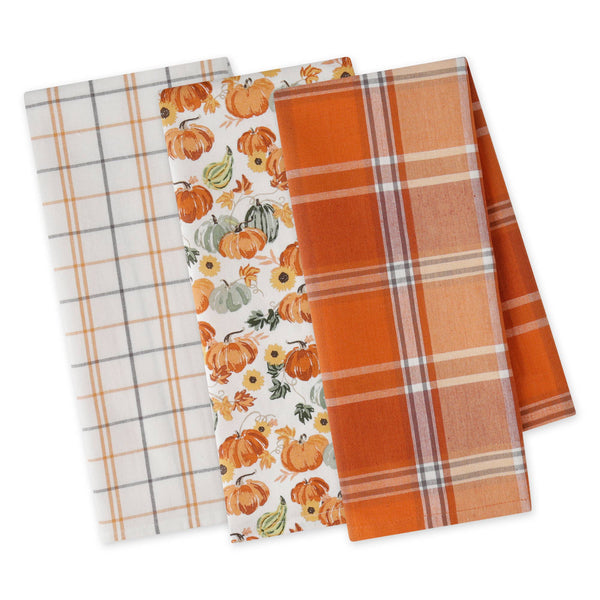 Accessories & Crocks - Autumn House Gift Set Higbee Honey Autumn themed dish towel  three type array on a white background