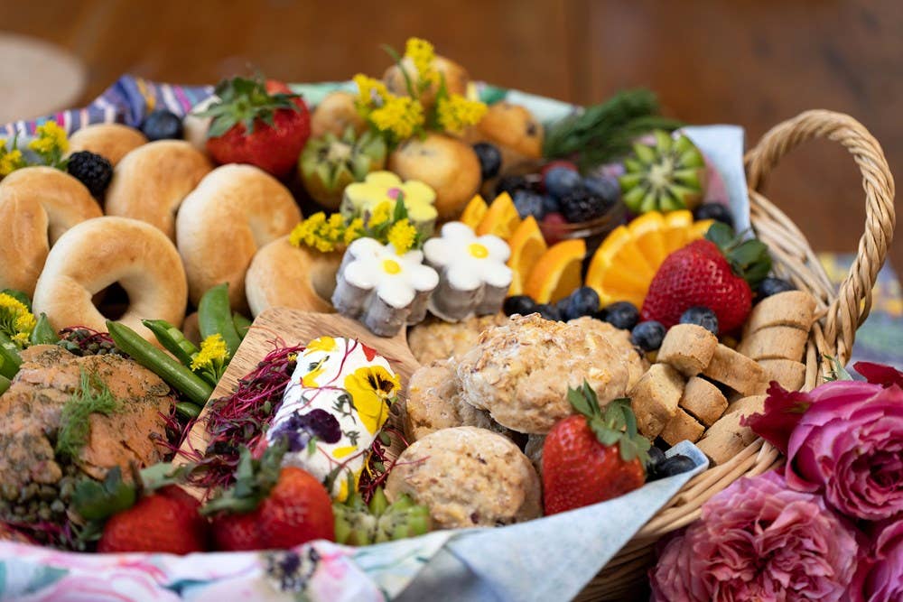 Accessories & Crocks - Gathering Boards: Seasonal Cheese And Charcuterie Spreads Higbee Honey Baked goods snack basket