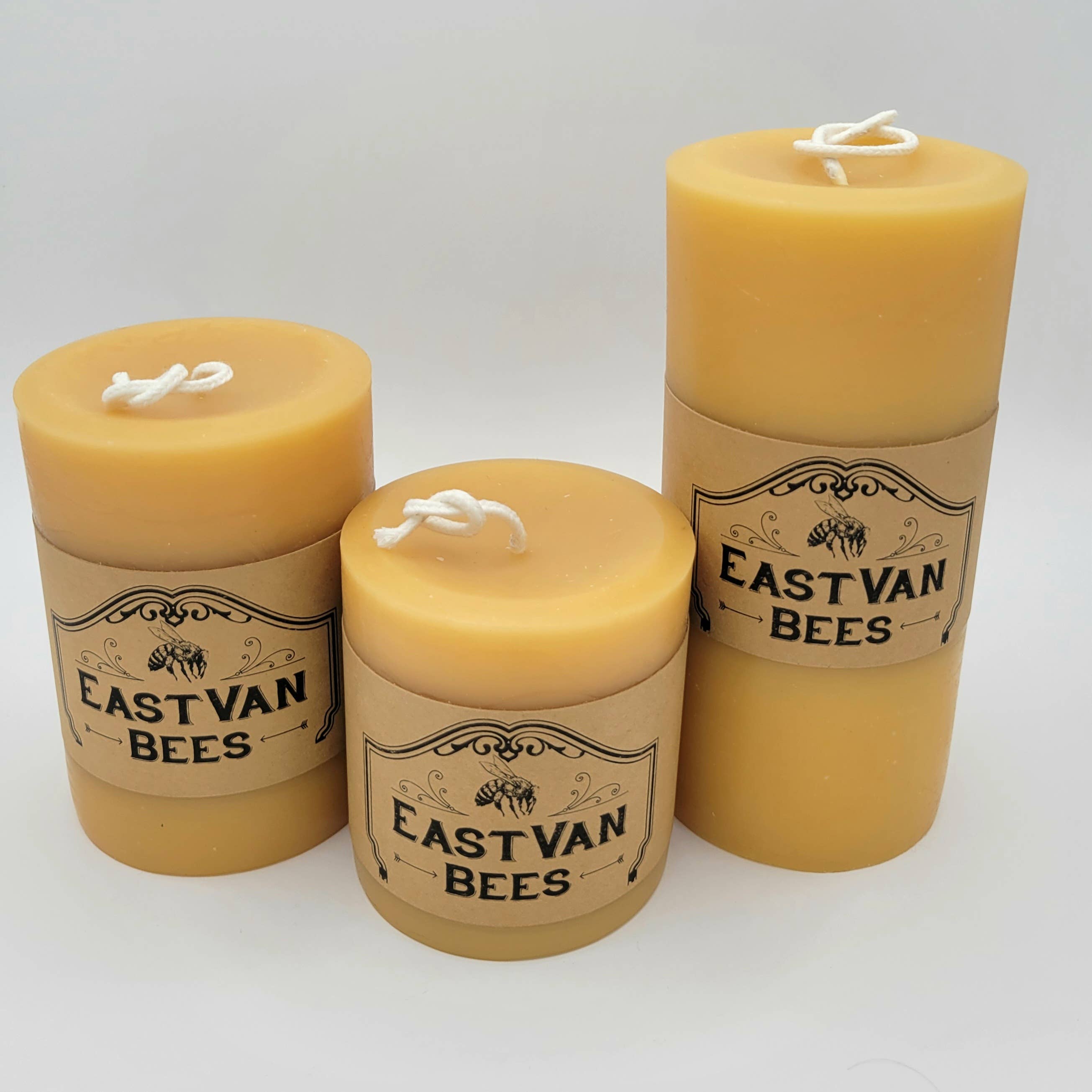 Accessories & Crocks - 3" Wide 100% Beeswax Pillar Candle - Natural Beewax Color